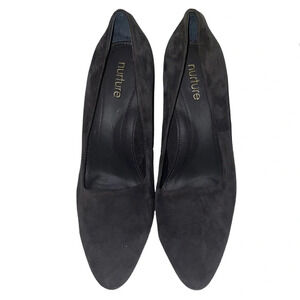 Nurture Grey Suede Pumps Block Heels Size 7.5